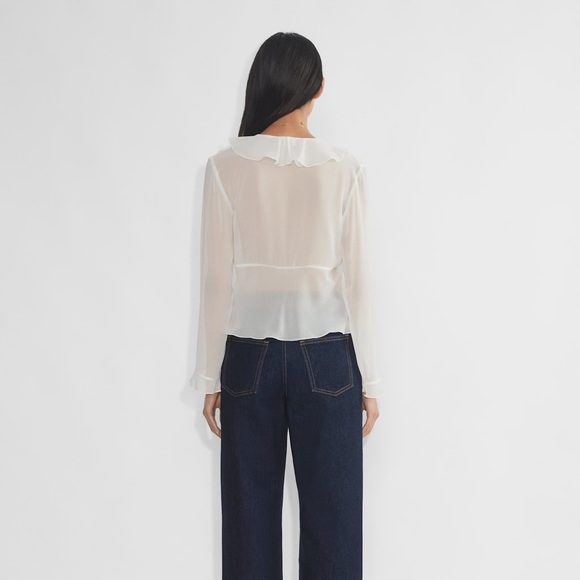 Aritzia Frenchy V-Neck Chiffon Ruffle Blouse - Picture 5 of 10